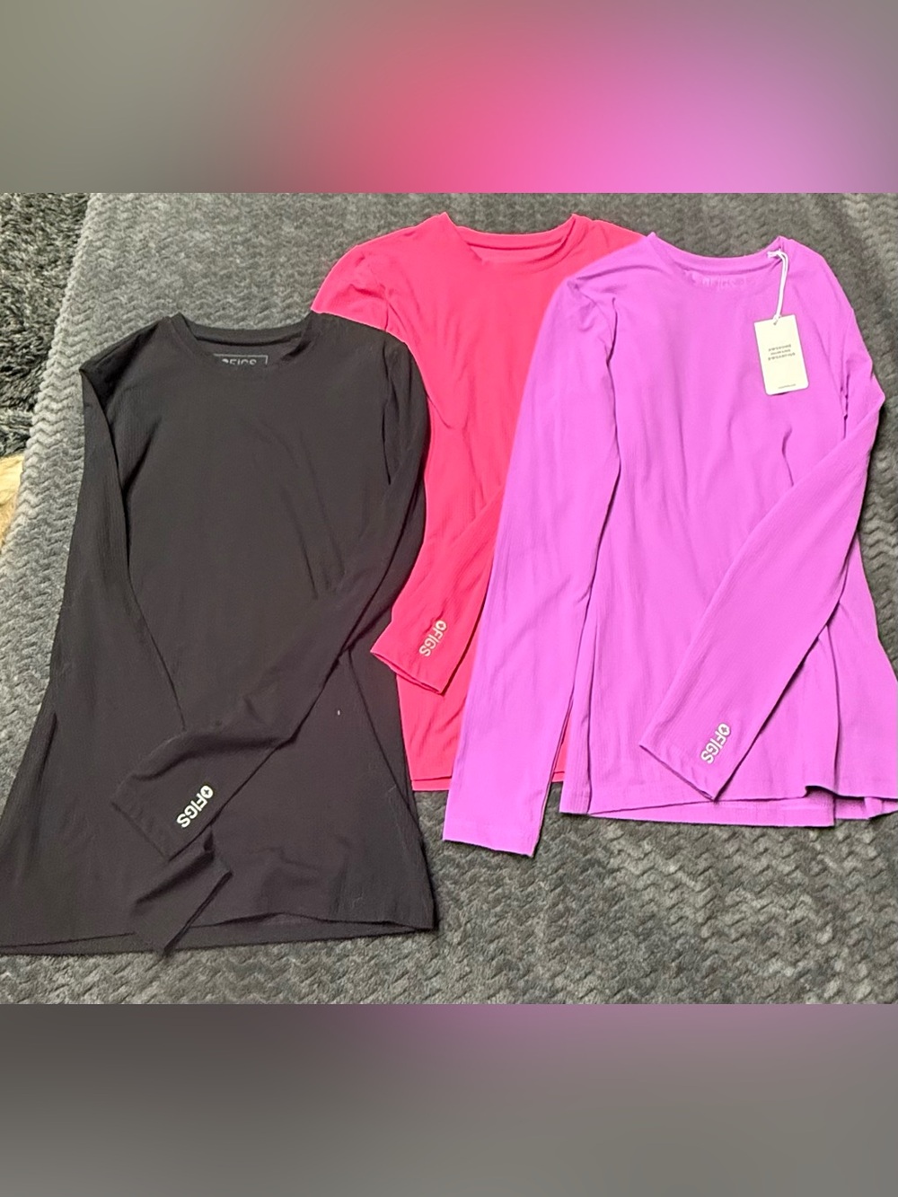 Figs Women’s Long Sleeve under scrub Top - Black, Pink, Purple